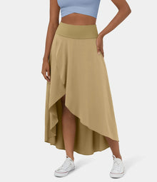 Natalia | Split Bequemer Rock – Khaki