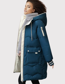 Stilvolle Elegante Winter Mittellange Parkajacke Für Damen | Perfekt für Outdoor-Aktivitäten – Blau