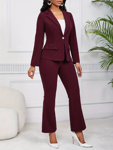 Elegantes Zweiteiliges Blazer Set Für Damen | Ideal für jeden Anlass – Burgunderrot