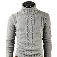 Klassischer Rollkragenpullover aus Zopfmuster für Herren – Grau
