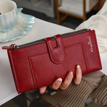 Hinina – Lederbrieftasche Mit Doppeltem Reißverschluss – Rot