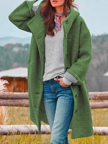 Selina | Damen Oversize Wintermantel mit Knopfleiste – Grün