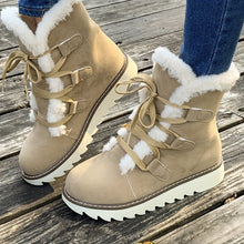 Winterschuhe Damen | Mit Schnürung Und Plateausohle Stiefel – Beige
