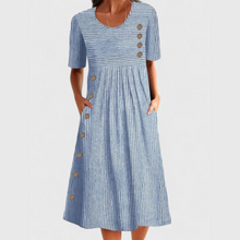 Jarna | Gestreiftes Midi-Kleid – Blau