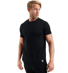 Herren Kurzarm Rundhals Einfach T-Shirt – Schwarz