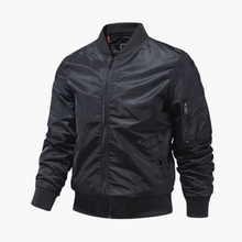 Herren Bomberjacke mit Reißverschluss und Ärmeltasche – Schwarz