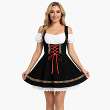 Dirndl kleid mit Spitzendetails für Damen - Oktoberfest 2025 – Schwarz