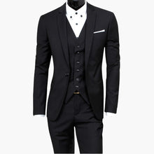 Herrenanzug dreiteilig slim fit für alle Jahreszeiten – Schwarz