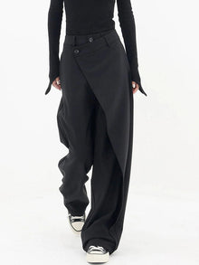 Nela – Hoch Taillierte Hose Mit Asymmetrischem Schnitt – Schwarz