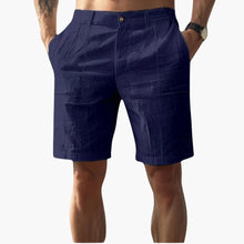 Herren Leinen Shorts mit Reißverschluss und Seitentaschen – Dunkelblau