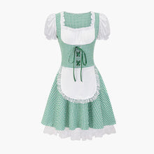 Schulterfreies Karo Dirndl kleid für Damen - Oktoberfest 2025 – Grün