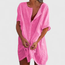 Sabina | Damen Lockeres Knopfleiste Shorts Strand Überwurf Kleid – Rosa