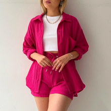 Conjunto arrugado casual mujer – Rosa