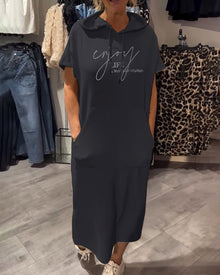 Catalina | Bequemes Hoodie-Kleid – Schwarz (Fast ausverkauft)