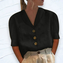 Leinenbluse mit Knöpfen | Schlicht & Elegant | Luftiger Schnitt – Schwarz