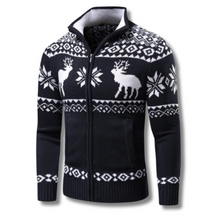Lorenzo | Winter Herren Jacquard Pullover mit Reißverschluss und Stehkragen – Noir