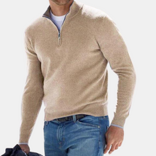 Klassischer Strickpullover mit Viertelreißverschluss für Herren – Beige