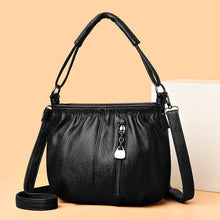 Elegante Echtleder-Handtasche für Damen mit praktischem Stauraum – Schwarz