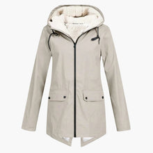 Wasserabweisender Trenchcoat mit Kapuze für Damen – Beige