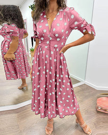 Monique | Damen Polka-Dots Kleid Elegant Feminin Klassisch – Lila (Fast ausverkauft)