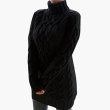 Lena | Stilvoller warmer langer Rollkragenpullover – Schwarz