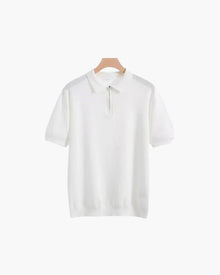 Brooks | kurze Ärmel Männer halb Reißverschluss stricken Poloshirt – Weiß