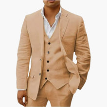 Herren Sommeranzug dreiteilig mit Weste Jacke und Hose – Beige