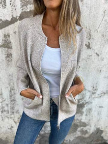 Elegante Strickjacke | Lässiger Schnitt & Reißverschluss | Zeitlos & Komfortabel – Beige