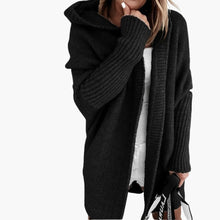 Strick Cardigan mit Kapuze für Damen – Schwarz