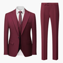 Eleganter Slim Fit Anzug - Herren 3-teilig für Business – Dunkelrot