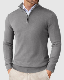 Romeo | Strickpullover mit Reißverschluss – Grau