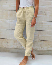 Lena | Bequeme Leinenhosen – Khaki