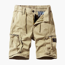 Herren Sommer Cargoshorts mit Reißverschlusstaschen und Kordelzug – Khaki