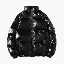 Metallic Winter Pufferjacke für Herren – Schwarz