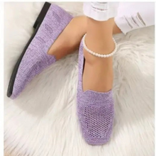 Eulla – gestrickte Ballerinas im Ballett-Stil mit flacher Sohle – Lila