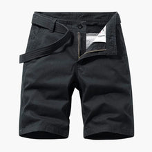 Herren-Cargo-Shorts aus Mischgewebe mit verstellbarem Gürtel und Taschen – Schwarz