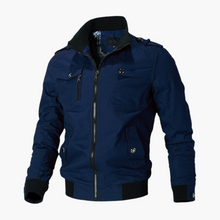 Herren Bomberjacke mit Reißverschluss und geripptem Saum – Blau