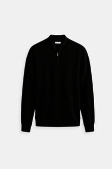 Klassischer Strickpullover mit Reißverschluss – Zeitlos & Komfortabel – Schwarz