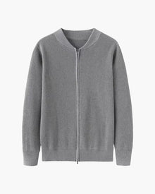 Bennett | Stehkragen Herren Rippstrick Reißverschluss Strickjacke – Grau
