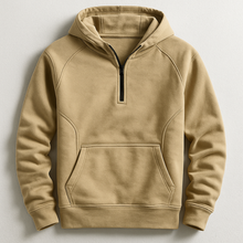 Kennet – Langarm-sweatshirt MIT Kapuze Und Viertelreißverschluss – Khaki