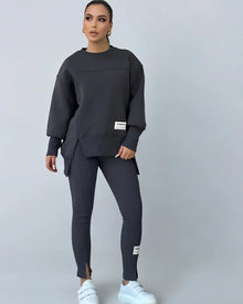 Zweiteiler mit Oversize-Sweatshirt | Schmale Hose | Urbaner Streetstyle – Grau