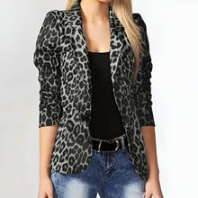 Nevaeh | Blazer mit Animal-Print und Reverskragen – Grau