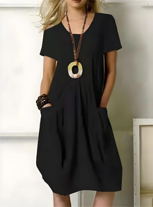 Yolanda® | Stylisches Kleid mit Taschen – Schwarz
