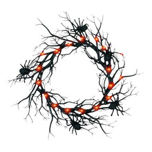 SpiderSpook LED Halloweenkranz – Vampir‑ & Spinnen‑Dekoration für Türen & Fenster – Rote Fledermaus