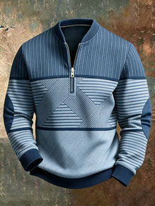 Erkebulan - Langarm Pullover Mit Halbem Reißverschluss – Blau