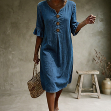 Sorella - Soft-Touch-Kleid mit Rüschenärmeln – Blau