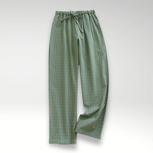 Weite Stoffhose mit Karomuster | Elastischer Bund | Lässiger Komfort – Grün