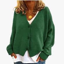 Gwen – Langärmelige Strickjacke – Dunkelgrün