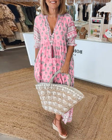 Janifel | Midikleid mit V-Ausschnitt – Rosa