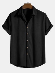 Noah - Leichtes Sommer Cordhemd, Luftiger Stil – Schwarz